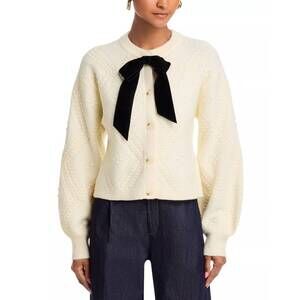 NEW FRENCH CONNECTION kitty bobble contrast cardigan in porcelain cream